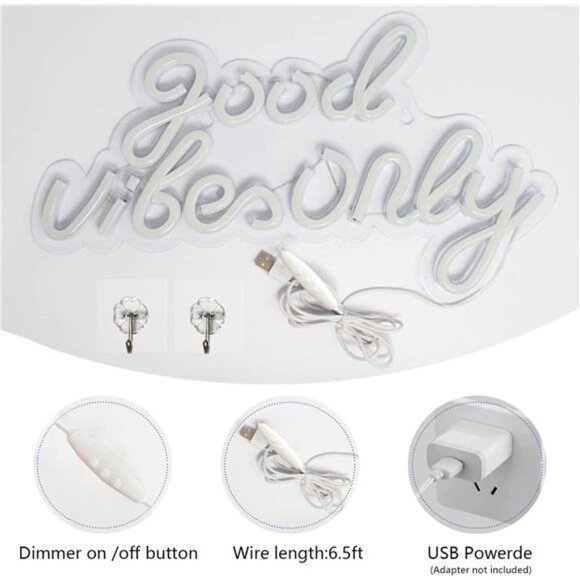 Good Vibes Only Neon Signs for Wall Decor Neon Lights Led Signs Suitable - Picture 4 of 7